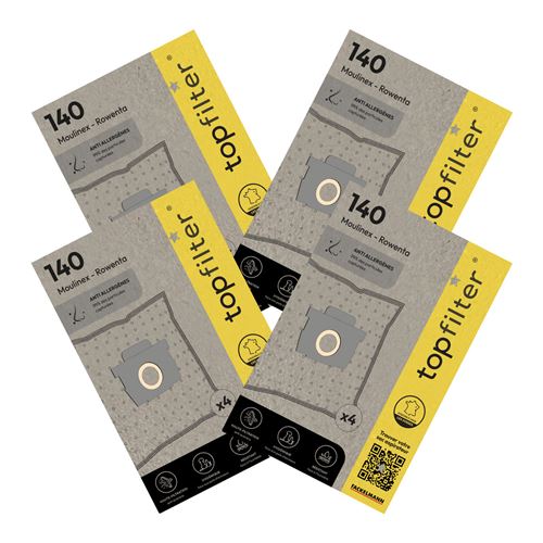 Lot de 4 packs de 4 sacs aspirateur 64140 Rowenta Silence Force Moulinex TopFilter Premium 9997150
