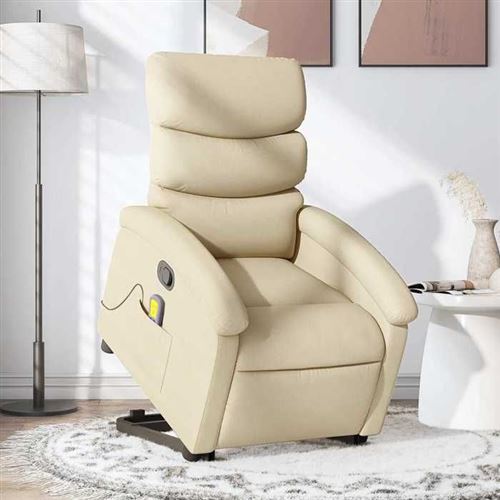 VIDAXL - Fauteuil de relaxation - Massage - Crème - Image 2