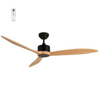 Brasseur D'air Plafond 132 Cm Imitation Bois - Moteur DC 38W Silencieux - Télécommande, Wifi, Commande Vocale - 6 Vitesses, Mode été/hiver