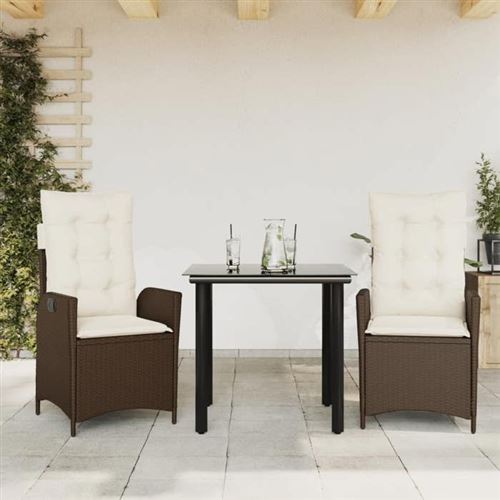 vidaXL - Ensemble à Manger de Jardin - Table et 2 Chaises - Dossier Réglable - 3 Pièces - Image 3