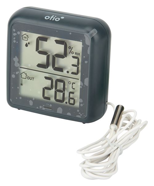 Fumoir Otio - Thermomètre –hygromètre à sonde de température filaire gris  anthracite