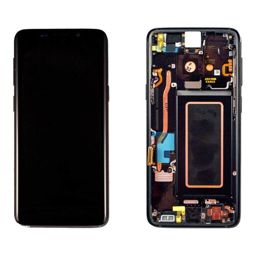 Ecran tactile + LCD noir sur châssis noir de remplacement pour Samsung Galaxy S9 (G960 / G960F)