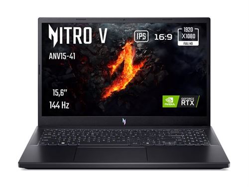 Acer Nitro V 15 ANV15-41 - AMD Ryzen 5 - 6600H / jusqu'à 4.5 GHz - Win 11 Home - GF RTX 3050 - 16 Go RAM - 512 Go SSD NVMe - 15.6" IPS 1920 x 1080 (Full HD) @ 165 Hz - Gigabit Ethernet - Wi-Fi 6 - Noir vitreux - clavier : Français