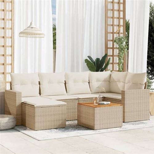 Non Communiqué Beige Salon De Jardin Modulable Vidaxl Rotin 7 Pieces 62 X 62 X 69 Cm