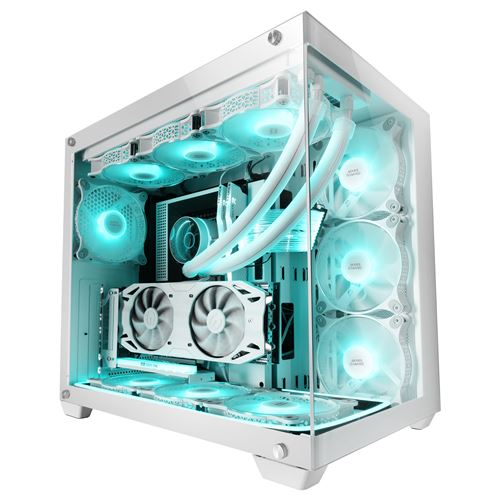 Mars Gaming MCV4, Torre Gaming Custom XXL E-ATX, Ventana Cristal Templado Lateral y Frontal Sin Marco, Estructura Modular Doble Cámara, Caja PC Gaming Negro, Rosa o Blanco
