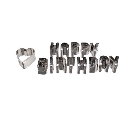 Paris Prix - Emporte-pièces Inox happy Birthday 2cm Argent