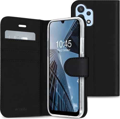 Coque Samsung Galaxy A32 (4G) Étui de téléphone portefeuille de coque silicone Wallet Accezz Cuir artificiel Noir