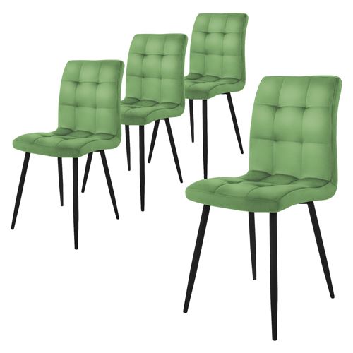 ML-Design Set de 4 Chaise de Salle à Manger, Sauge, Revêtement en Velours, Pieds Métal