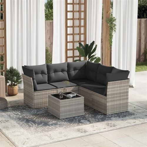 Non Communiqué Gris Salon De Jardin Modulable Vidaxl Resine Tressee 6 Pieces 55.0 X 55 X 37