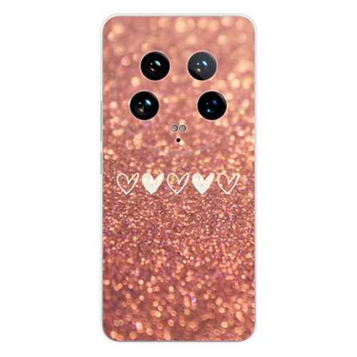 Coque en silicone imprimée compatible Xiaomi 14 Ultra Paillettes coeur