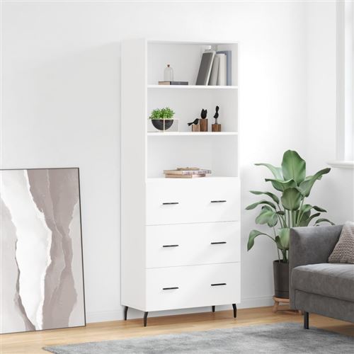 Non Communiqué Blanc Vidaxl Buffet Haut, Armoire De Rangement Avec Pieds, Meuble De Rangement, Organisateur Salon Salle De Séjour, Industriel, Bois D'ingénierie
