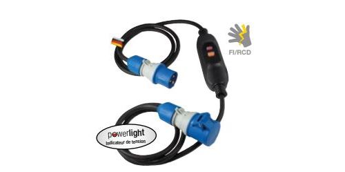AS Schwabe 45224 Strom Verlängerungskabel 16A Blau, Schwarz 3m H07RN-F 3G 2,5mm² mit FI-Schutzschalter