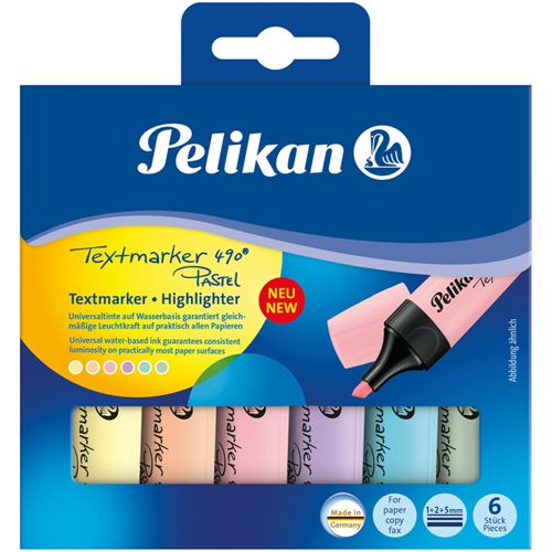  Pelikan Surligneur 490 Pastel, &eacute;tui de 6, couleurs assorties