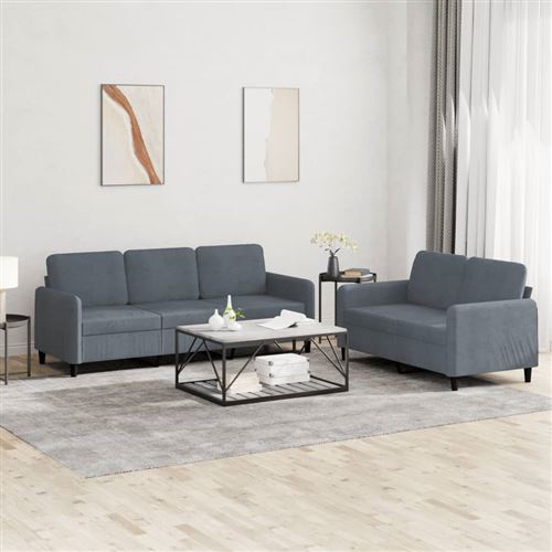 vidaXL Ensemble de canapés 2 pcs gris foncé velours