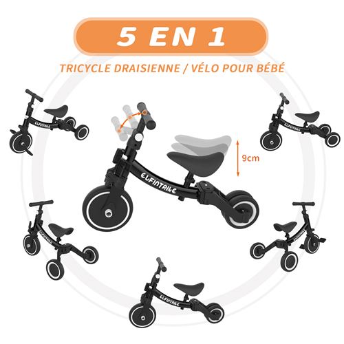 Besrey Tricycle Draisienne Velo Pour Les Enfants De 1 A 4 Ans Noir Tricycles Achat Prix Fnac