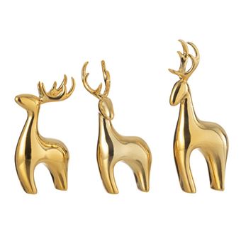 Lot de 3 Rennes Déco "Electro" 16cm Or - 1