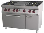 Fourneau gaz 4 feux + 1 plaque coup de feu avec four électrique statique GN 2/1 HP 120 Casselin
