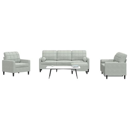 Non Communiqué Gris Vidaxl 4-Delige Loungeset Met Kussens En Bolsters Fluweel Lichtgrijs3278381