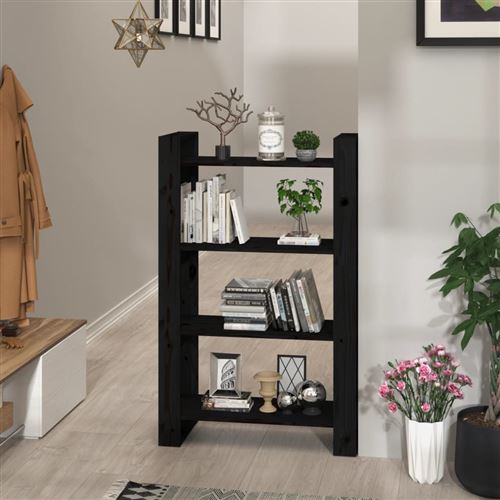 VIDAXL - Bibliothèque - Séparateur de pièce - Pin massif - Noir - 80x35x125 cm - Image 3
