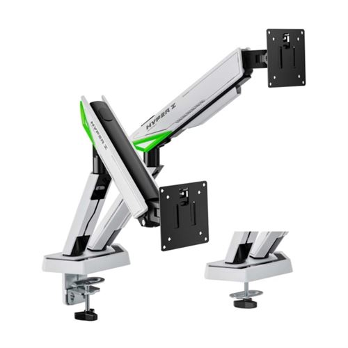 Non Communiqué Blanc Support De Bureau De Jeu Aisens À Contrepoids Pivotant Et Inclinable Pour Moniteur-Tv 16 Kg - 3 Pivots - 2 Bras - 17-38
