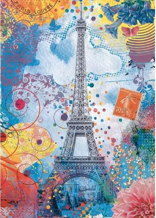 Puzzle adulte monument : la tour eiffel en fete - 1500 pieces - collection artiste - nathan - timbre - fantaisie - paris - nouveaute