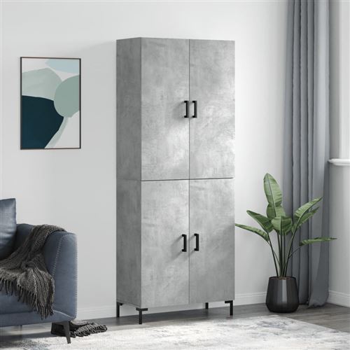 Non Communiqué Gris Vidaxl Buffet Haut Béton 69,5X34x180 Cm Bois D'ingénierie, Buffet, Armoire Latérale, Armoire De Rangement, Armoire, Buffets, Armoire Haute