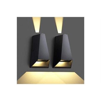 Jirvyuk 2 pack applique murale interieur/exterieur, moderne applique murale12w, aluminium lampe murale étanche ip54 pour salon chambre couloir salle - 1