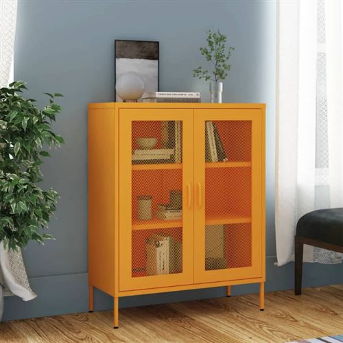 Non Communiqué Jaune Armoire De Rangement Moutarde 80X35x101,5 Cm Acier
