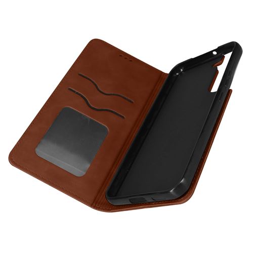 Avizar Etui Folio pour Samsung Galaxy S22 Plus Porte Carte Simili Cuir Daim Avizar marron