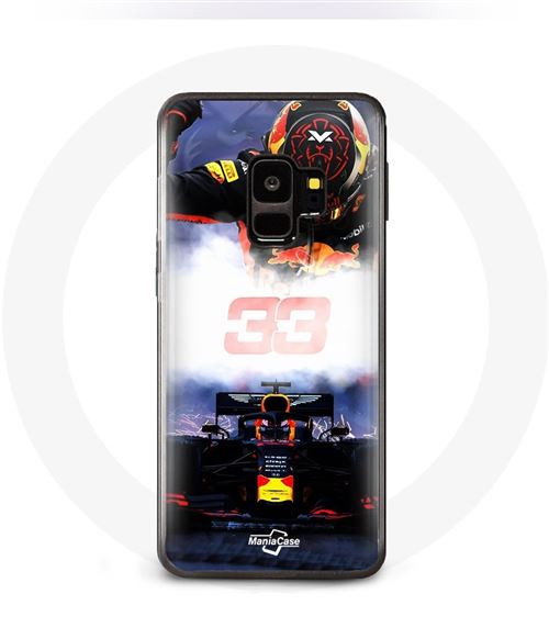 Coque pour Samsung Galaxy S9 Formule 1 Max Verstappen Pilote de F1 noir rouge et jaune Maniacase