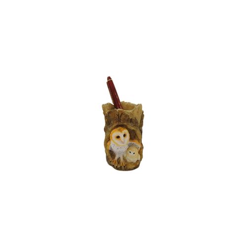 IMPEXIT - Pot a crayon hibou en résine 9,5/7/6 cm