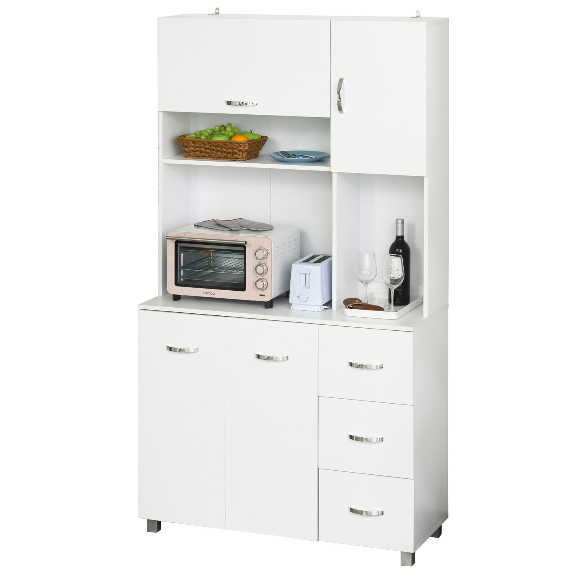 HOMCOM Armoir d cuisin multi-rangmnt 4 ports vitrin vrr avc étagèr tiroir coulissant blanc aspct chên au millur prix HOMCOM Armoir d cuisin multi-rangmnt 4 ports vitrin vrr avc étagèr tiroir coulissant blanc aspct chên au millur prix