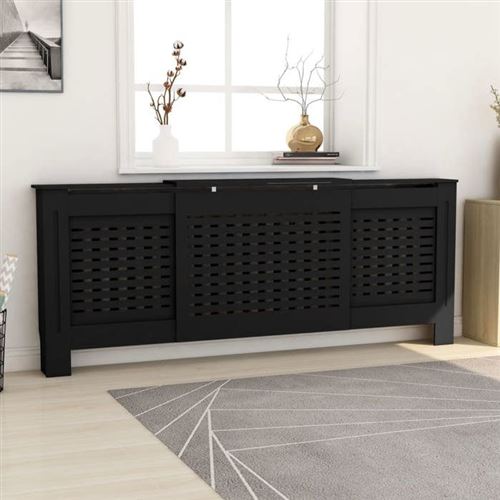 vidaXL Cache-radiateur MDF Noir 205 cm 325552