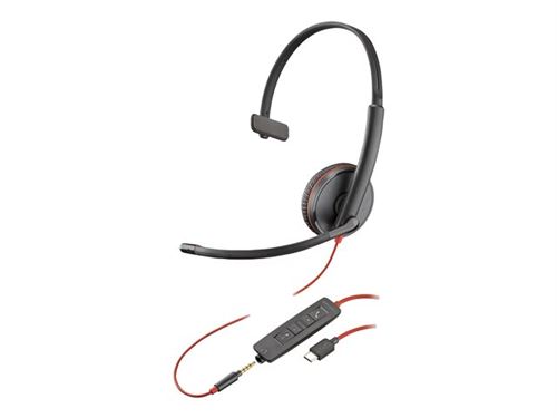 HP - Poly Blackwire C3215 - Micro-casque - Filaire - USB-C et Jack 3,5mm - Noir - Image 3