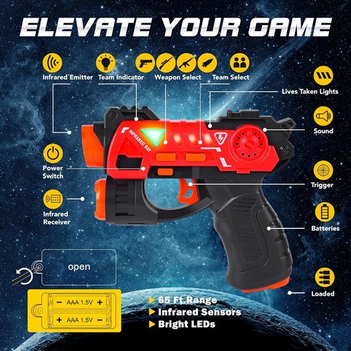 VATOS Infrared Laser Tag Guns Set: Pistolet avec des Gilets 4 Joueur  Game  Meilleur Cadeau pour Garçons Filles Intérieur et Extérieur : :  Jeux et Jouets
