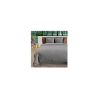 Parure de lit gris 220x240 cm microfibre - soleil docre - 1