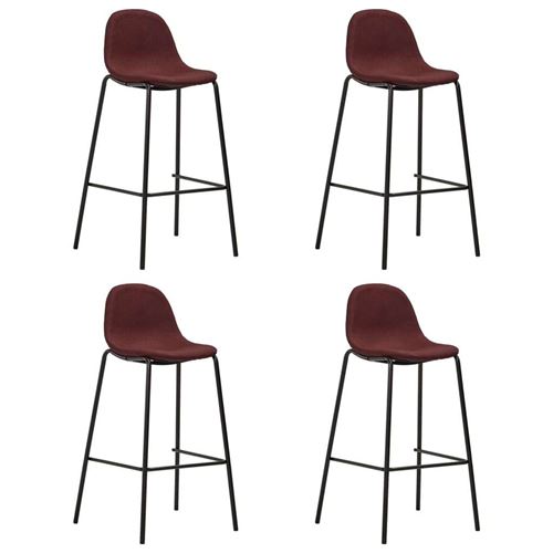 vidaXL Chaises de bar 4 pcs Bordeaux Tissu