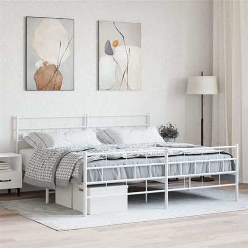 vidaXL - Cadre de lit - 200x200cm - Blanc - Image 3