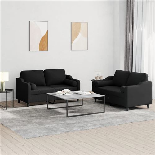 Non Communiqué Noir Vidaxl Ensemble De Canapés 2 Pcs Avec Coussins Tissu