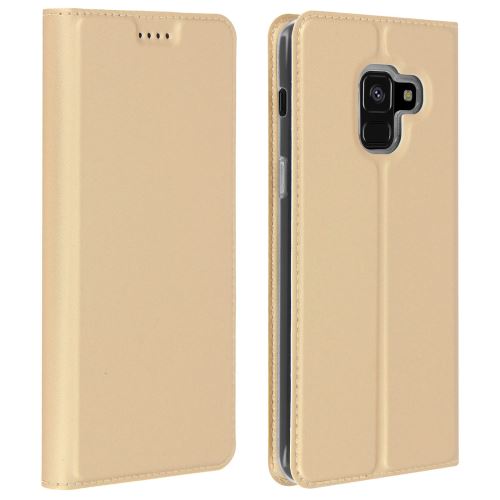Housse Galaxy A8 Folio Clapet Portefeuille Dux Ducis Fonction Stand Doré
