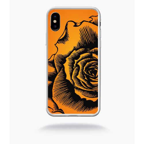 Coque Fleur Fond Fond Orange Compatible Apple Iphone 10 Bord Transparent