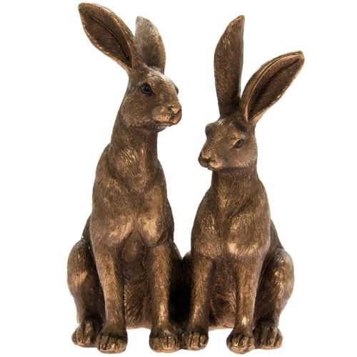 Leonardo Collections bronzé deux lièvres assis