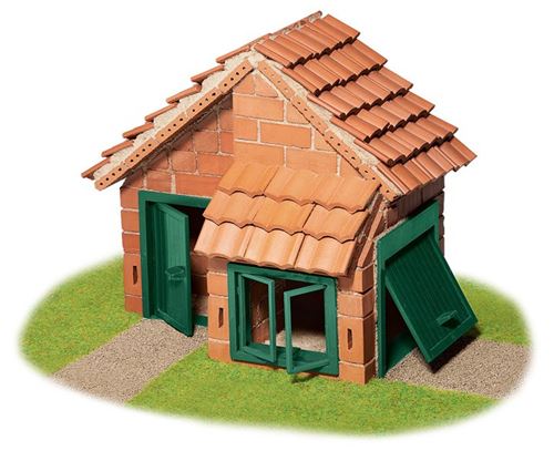 Teifoc maison en kit avec toit en tuiles de pierre marron 200 pièces