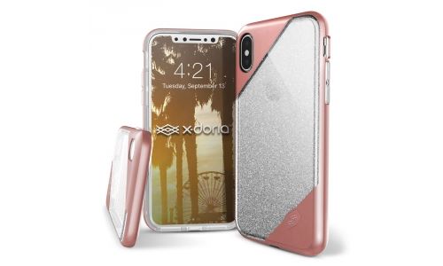 Coque Revel-Lux de X-Doria pour iPhone X rose et strass