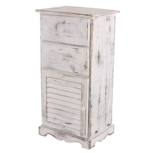 Commode / armoire, 2 tiroirs, 1 porte, 40x32x80cm, shabby, vintage, blanc