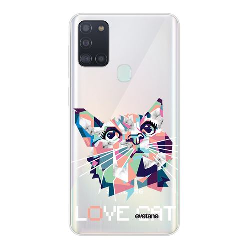 Coque pour Samsung Galaxy A21S 360 intégrale transparente Cat pixels Tendance [Evetane®]