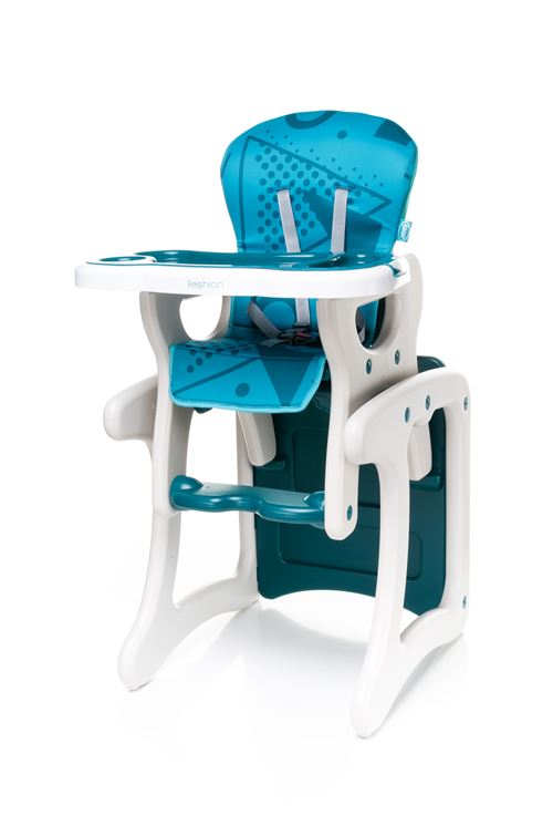 Confortable chaise haute / table enfant FASHI 2en1 - max 15kg - turquoise