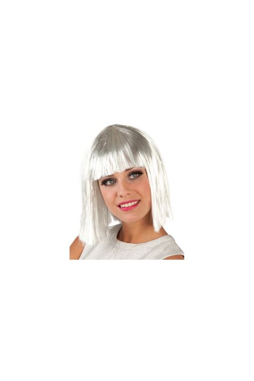 Perruque star gigi blanche lame argent