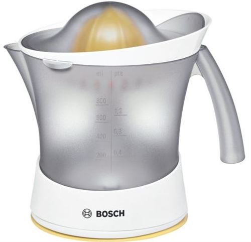 Bosch mcp3500 N – expridor de agrumes Compact, 25 W, 800 ML de capacité, avec régulateur de degré de pulpe, Blanc et Orange