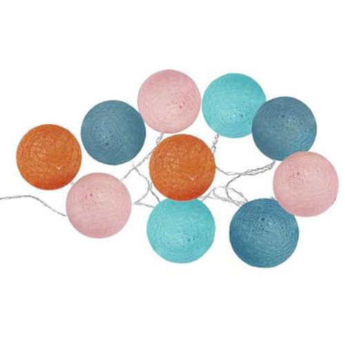 Guirlande Led 10 Boules 165cm Bleu & Rose